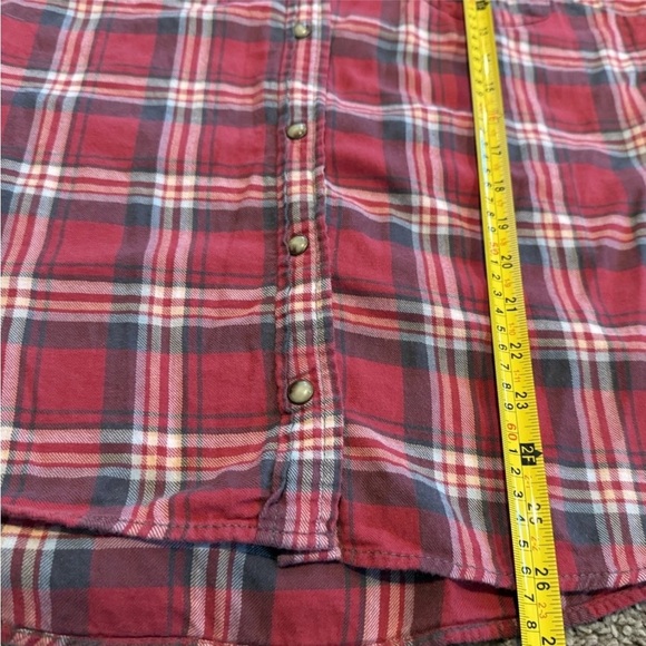 Women’s Bea Jachs Girlfriend Flannel. Red pearl snap buttons. Flipped cuff M - Picture 6 of 6